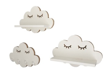 Полки/вешалки Clouds на выбор, микс-набор из 3х облаков для детской комнаты