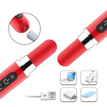 МАССАЖЕР ВИБРАТОР ГУБНАЯ ПОМАДА ВАГИНА КЛТОРИЗ USB 12