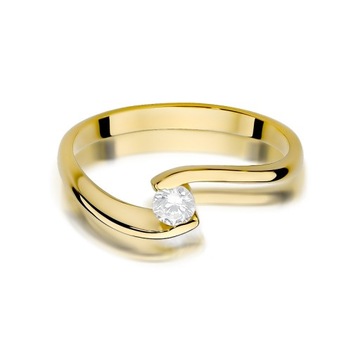 Złoty pierścionek zaręczynowy BRYLANT 0,15 ct !!