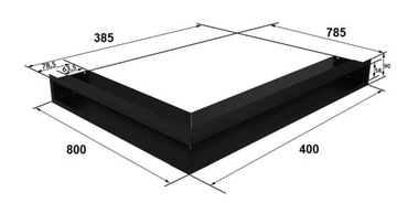 kratka luft NAROŻNA płytka SF 800x400x90 czarna lewa wlotowa metalowa