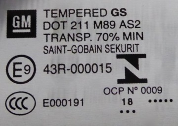 фото thumb №2, Скло кузовна правий задня 2018 opel crossland x