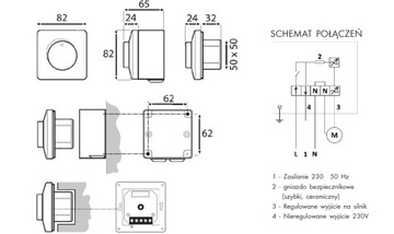 Regulator prędkości obrotowej - kompaktowy AREB 2,5 80-460W 2,5A 230V