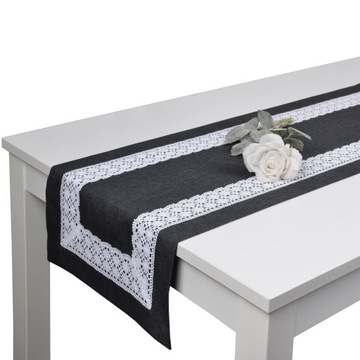 дорожка для стола с кружевом SEWILLA 40x180, графитовая полоса грязеотталкивающая