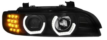 BMW 5 E39 ЛАМПЫ ЧЕРНЫЕ фары, 3D светодиодные кольца, поворотники, линзы