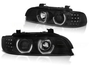 BMW 5 E39 ЛАМПЫ ЧЕРНЫЕ фары, 3D светодиодные кольца, поворотники, линзы