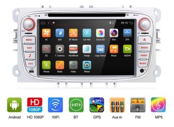 Радио Android 12 DVD 2/32 GPS FORD Mondeo Focus бесплатная камера