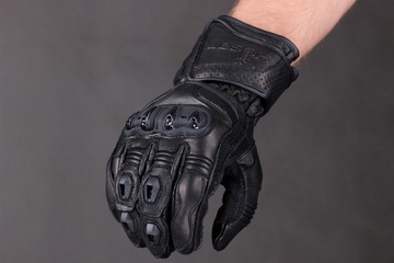 Кожаные мотоциклетные перчатки черные HUSAR ZR RACE длинные L