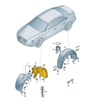 фото thumb №1, Підкрилок захист крила перед ліва audi a8 d4