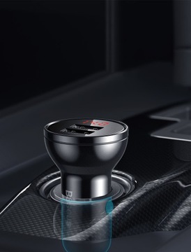 Автомобильное зарядное устройство Baseus с дисплеем 24 Вт + USB-кабель Baseus Thr 3in1