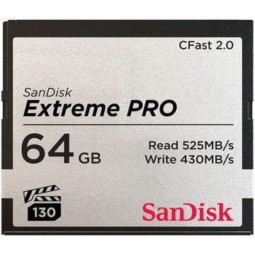 SANDISK 64 ГБ EXTREME PRO CFAST 2.0 +525 МБ/с VPG130