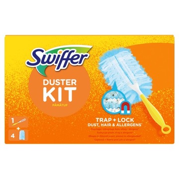Набор для чистки пыли Swiffer, 1 ручка, 4 тряпки, комплект тряпки.