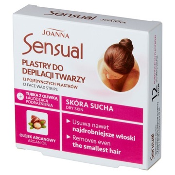 Полоски для депиляции лица Joanna Sensual 12 шт + успокаивающее масло 10 мл