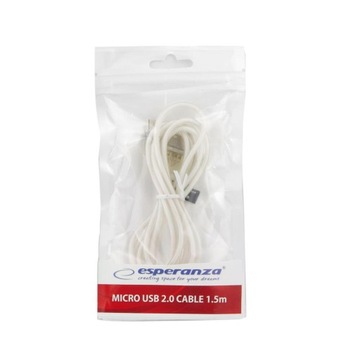 КАБЕЛЬ ESPERANZA MICRO USB 2.0 A-B M/M 1,5М ПРОЗРАЧНЫЙ БЕЛЫЙ