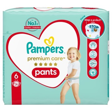 2 x Pieluchomajtki Pampers Premium Care Rozmiar 6 31 szt.