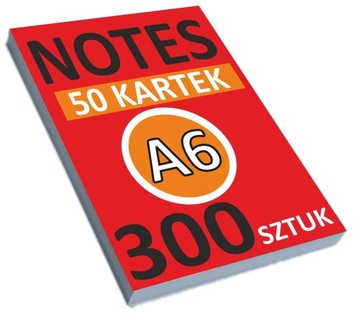 NOTESY klejone A6 50 kartek BLOCZKI Reklamowe z NADRUKIEM Logo 300 sztuk