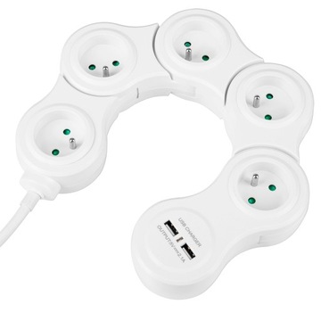 УДЛИНИТЕЛЬ ПИТАНИЯ 5 розеток 2xUSB SNAKE