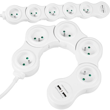 УДЛИНИТЕЛЬ ПИТАНИЯ 5 розеток 2xUSB SNAKE