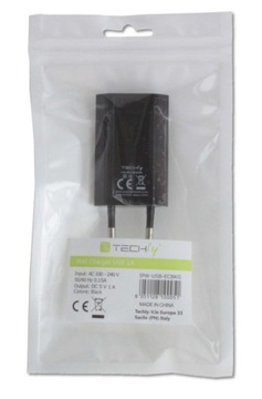 СЕТЕВОЕ ЗАРЯДНОЕ УСТРОЙСТВО 230В - USB 5В 1А SLIM ЧЕРНОЕ