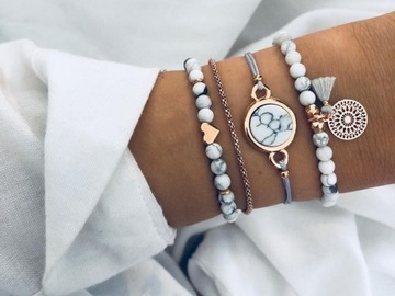 M188 SET 4in1 Браслет на веревке BOHO HEART