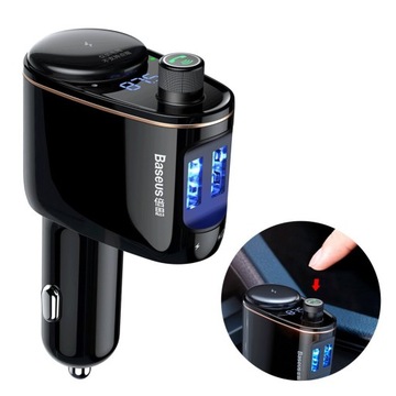 FM-передатчик Baseus, Bluetooth, MP3, зарядное устройство, 2 порта USB