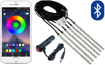 Светодиодный индикатор салона автомобиля RGB 6x20см BLUETOOTH