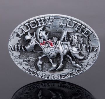 КРАСИВАЯ СЕРЕБРЯНАЯ РЕМЕНЬ С ПРЯЖКОЙ LUCKY LUKE COWBOY HORSE