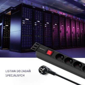 Удлинитель Qoltec для шкафа RACK 1U, 16A PDU