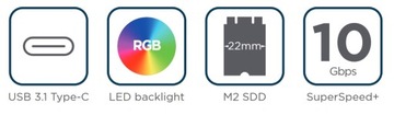 Obudowa Adapter SSD M.2 PCIE NVME USB 3.1 USB-C 10 Gbs Kieszeń m.2 do 2TB
