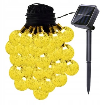 GIRLANDA SOLARNA OGRODOWA KULKI 20 LED CZUJNIK ZMIERZCHU LAMPKI OGRODOWE 5m
