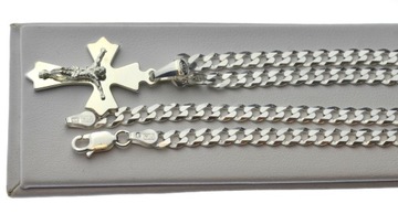 ŁAŃCUSZEK SREBRNY PANCERKA 70cm + KRZYŻYK pr. 925