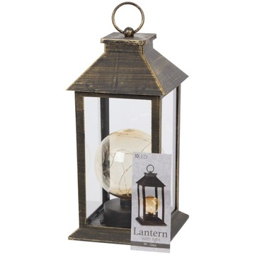 LAMPION LED LATARENKA Z ŻARÓWKĄ LATARENKA LED 14 x 29 cm CZARNO ZŁOTA O