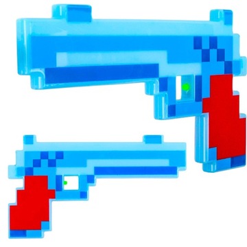PISTOLET MINECRAFT NA BATERIE PIXEL ŚWIECĄCY + DŹWIĘKI BROŃ Z GRY MAJKRAFT