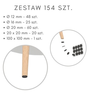 Podkładki filcowe, filc pod meble, zestaw 154 szt.