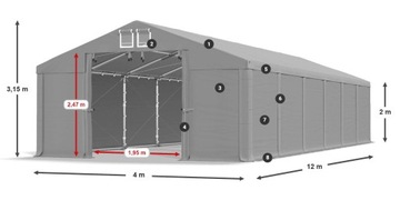 Палатка гаражная 4x12м Tent Hall DAS 560 WP