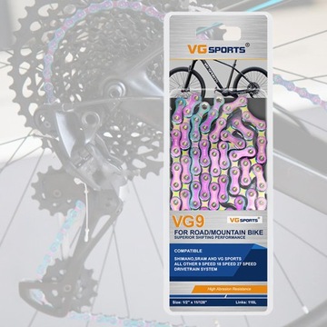 Łańcuch rowerowy Kompaktowa konstrukcja 9Speed Rainbow