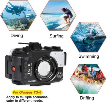 Водонепроницаемый подводный бокс SeaFrogs для Olympus TG-6 60 м, черный