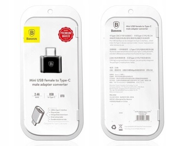 BASEUS MINI USB ADAPTER PRZEJŚCÓWKA PORT typu USB-A DO USB-C szybkie 2,4A