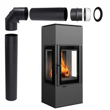 Piec Wolnostojący Thor View 8 kW Czarny Zestaw