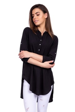 Luźna elegancka TUNIKA OVERSIZE czarna roz - 46