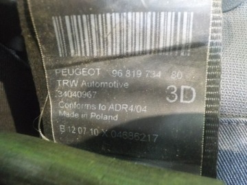 фото thumb №5, Peugeot 5008 i 10r pas bezpieczennstwa правый зад 34030076c 9681973480