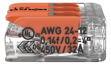 ПРОВОД/КАБЕЛЬ БЫСТРОГО СОЕДИНЕНИЯ WAGO 3x4мм 221-413 50шт.