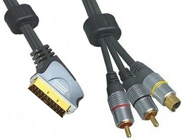 Кабель SCART — мини-4-контактный разъем и 2 разъема RCA SVHS