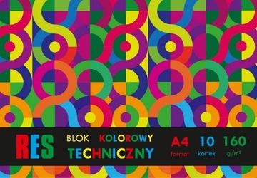 ТЕХБЛОК А4 для школы, 10 листов, ЦВЕТНОЙ микс