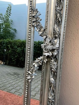 LUSTRO SREBRNA ZDOBNA RAMA Z KORONĄ BAROKOWE 210CM