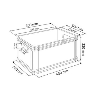 ЕВРОКОНТЕЙНЕР С КРЫШКОЙ 40x30 H22 емкость 20л