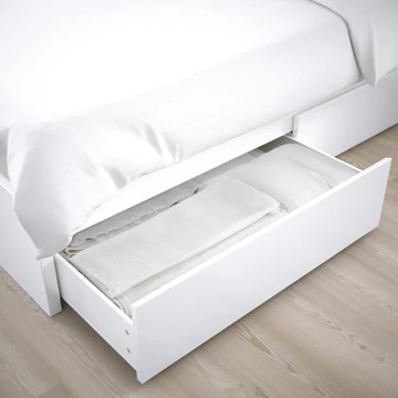 IKEA MALM Rama łóżka z 2 pojemnikami biały 180x200