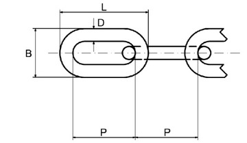 Łańcuch gospodarczy D1 DIN 5685A 7mm - rolka 25mb.