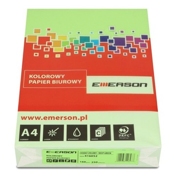 Цветная бумага Emerson, 1 стопка, зеленая, A4, 160 г/м2