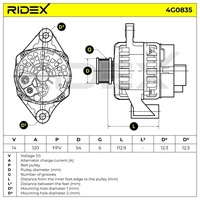 фото thumb №6, Ridex 4g0835 генератор генератор 120a 14v do opel combo combi / tour x12