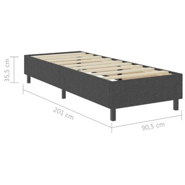 Континентальная кровать vidaXL, Серый, с обивкой, 90x200 см